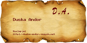 Duska Andor névjegykártya